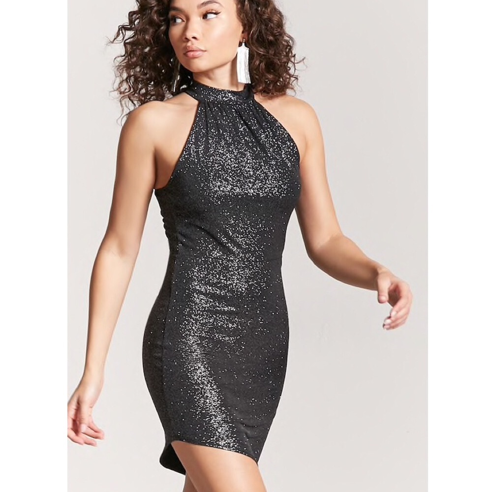 Glitter Mock Neck Dress